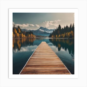 Pier On A Lake Art Print