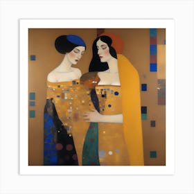Two Women in the style of Gustav Klimt Art Print