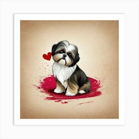 Lover shihtzu dog, heart Art Print