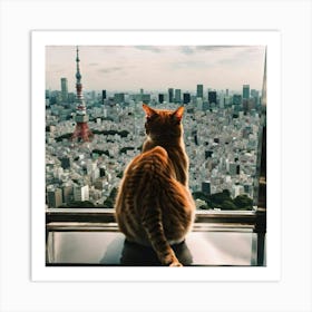 Cat Looking Out Window Art Print