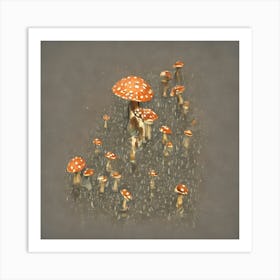 Mushrooms In The Rain Art Print