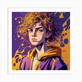 Boy With Curly Hair Art Print