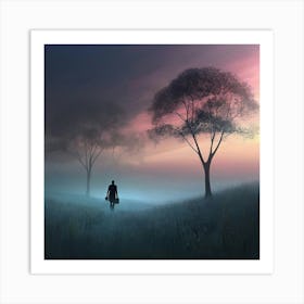 Man Walking In The Fog Art Print