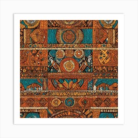 A Vibrant Piece Featuring Traditional African Tribal Patterns And Motifs In Bold Earthy Colors Celeb 3195046856(1) Art Print