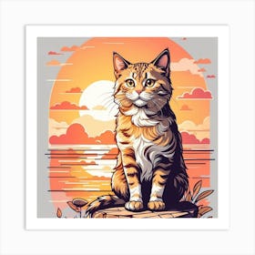 Sunset Cat Art Print