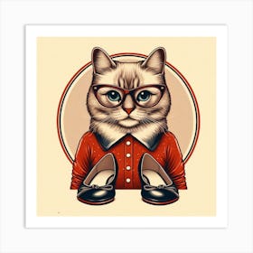 Cat In Glasses 4 Art Print