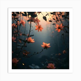 Flowers At Dusk 1 Art Print