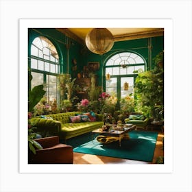 Green Living Room Art Print