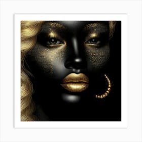 Black Woman With Gold Makeup 5 Art Print