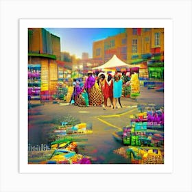 African Women In A Market Art Print