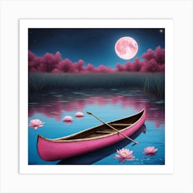 Pink Canoe Art Print