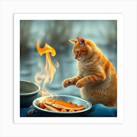 Asm An Orange Cat Cooks A Fish In The Nature 8629ec3c E964 49f9 A470 7702dd6700b4 Art Print