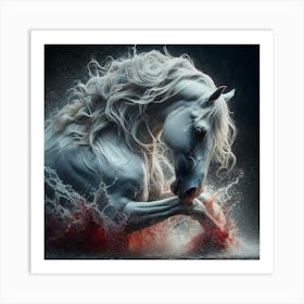 White Horse In Water 2 Art Print