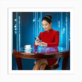 Chinese Businesswoman Using Smartphone Art Print