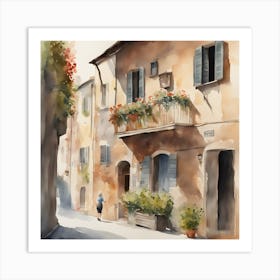 Tuscany Watercolor Painting Art Print