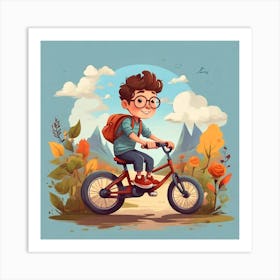 Boy Riding A Bike 2 Art Print