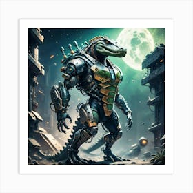 Crocodile cyborg Art Print