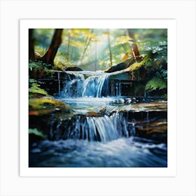 Watercolor Abstract Water Falls Landscape Studio Photography Complex Details High Detail Art Print