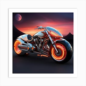 Motorcycle In The Night 1 Art Print