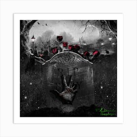 RIP Halloween Gothic Graveyard Art Print