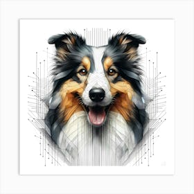 Collie - Abstract Line Art Illustration 292 Art Print