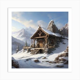 Cabin In The Mountains Art Print