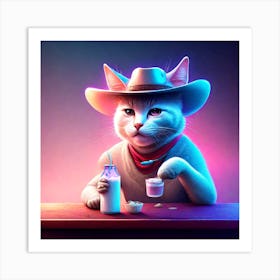 Cowboy Cat Art Print