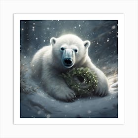 Playing in the Snow, a Polar Bear Cub Art Print