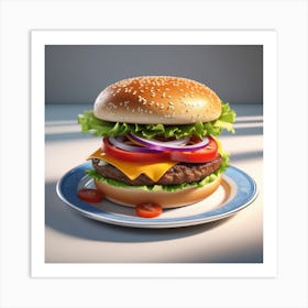 Hamburger On A Plate 159 Art Print