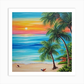 Sunset At The Beach 8 Art Print