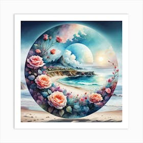 Roses On The Beach Art Print