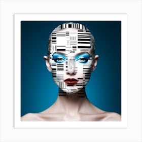 Woman With Cyborg Face Art Print