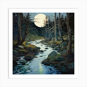 Moonlight River Art Print