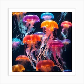 Jellyfishes In The Sea Art Print