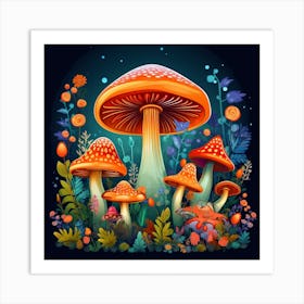 Mushrooms In The Forest 33 Art Print