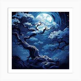 Moonlight Tree Art Print