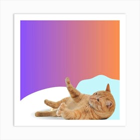 Cat Laying On The Floor Art Print