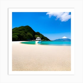 Azure Blue Sea And Mountain Art Print