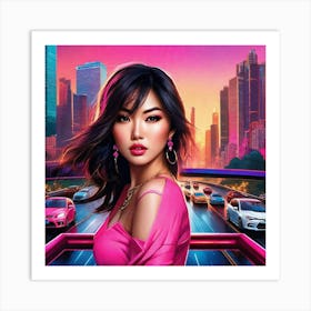 Asian Woman In Pink 2 Art Print