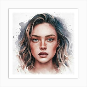 Watercolor Portrait Of A Woman 12 Art Print