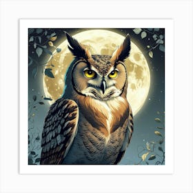 Leonardo Phoenix 10 A Mystical Great Horned Owl Illustration S 2 Art Print