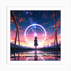 Anime Girl Standing In A Circle Art Print