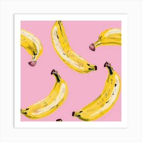 Bananas On Pink Background 2 Art Print