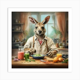 Kangaroo In The Kitchen 2 Art Print