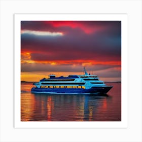 Sunset Cruise Ship 5 Art Print