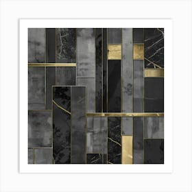 Black And Gold Marble Wall Art Art Print