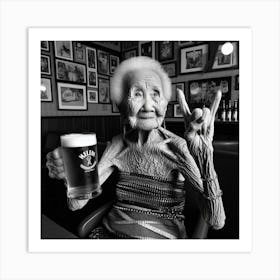 Woman Holding A Beer Art Print