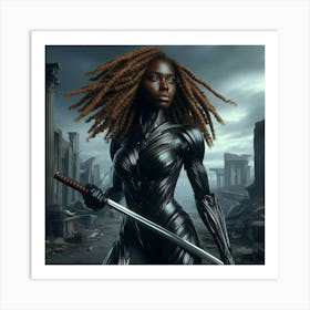 Black Futuristic Warrior Woman-6 Art Print