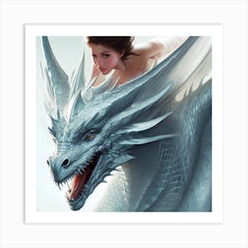 Girl Riding A Dragon Art Print