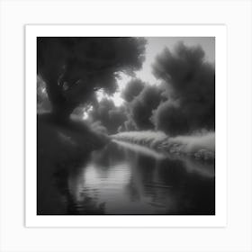 Black And White River Art Print